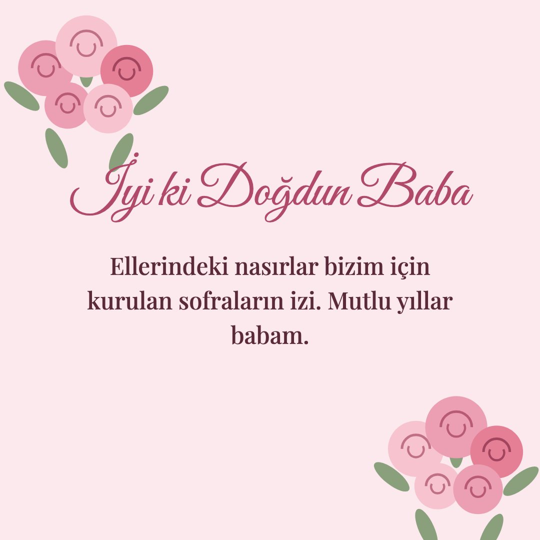 İyi ki Doğdun Baba resimli kart: Ellerindeki nasırlar bizim için kurulan sofraların izi. Mutlu yıllar babam.