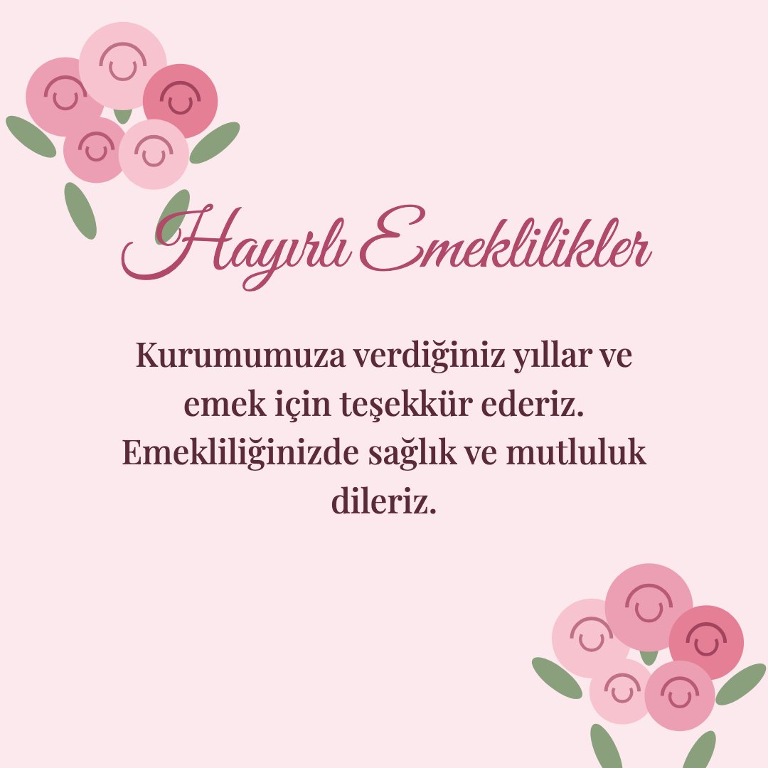 Hayırlı Emeklilikler resimli kart: Kurumumuza verdiğiniz yıllar ve emek için teşekkür ederiz. Emekliliğinizde sağlık ve mutluluk dileriz.