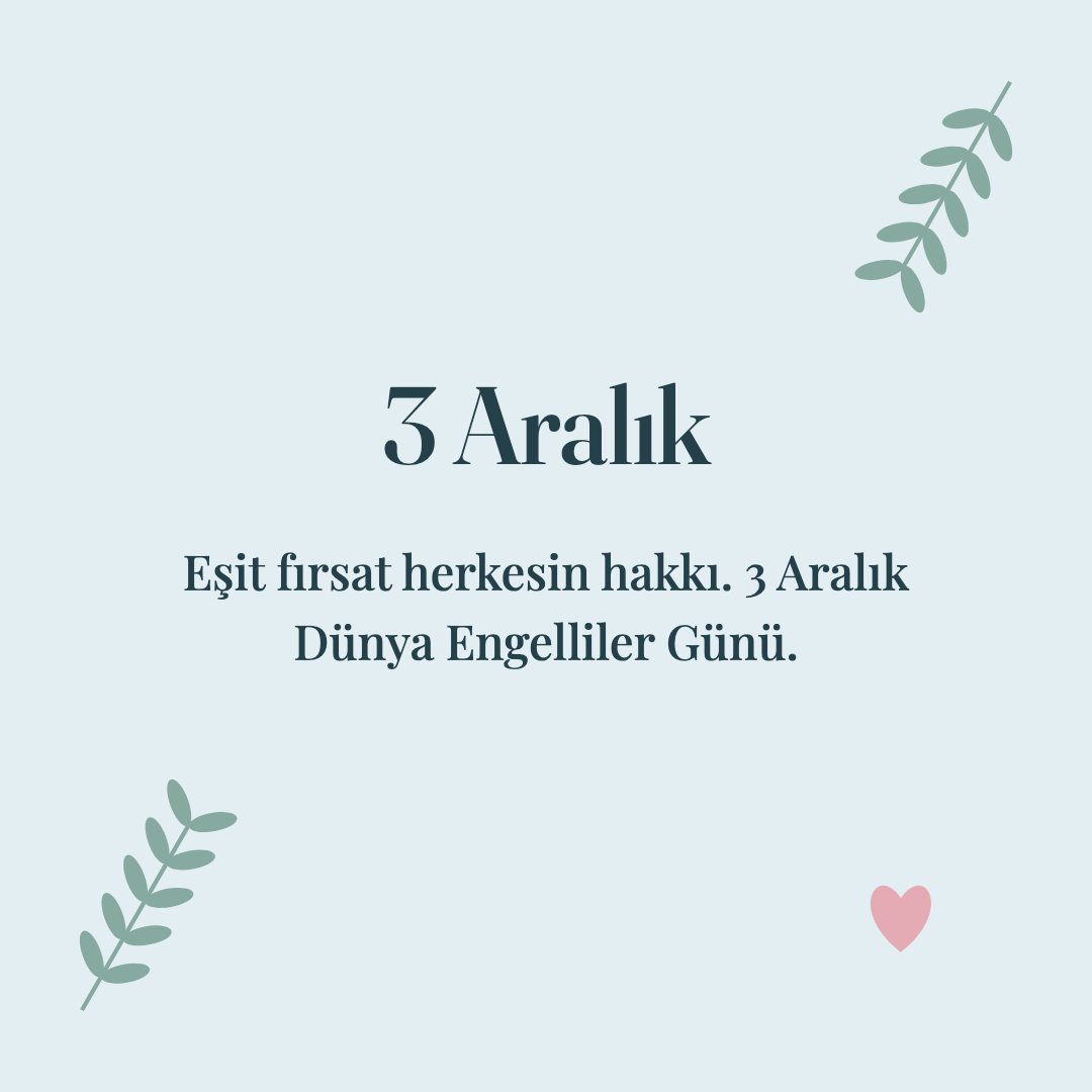 3 Aralık resimli kart: Eşit fırsat herkesin hakkı. 3 Aralık Dünya Engelliler Günü.