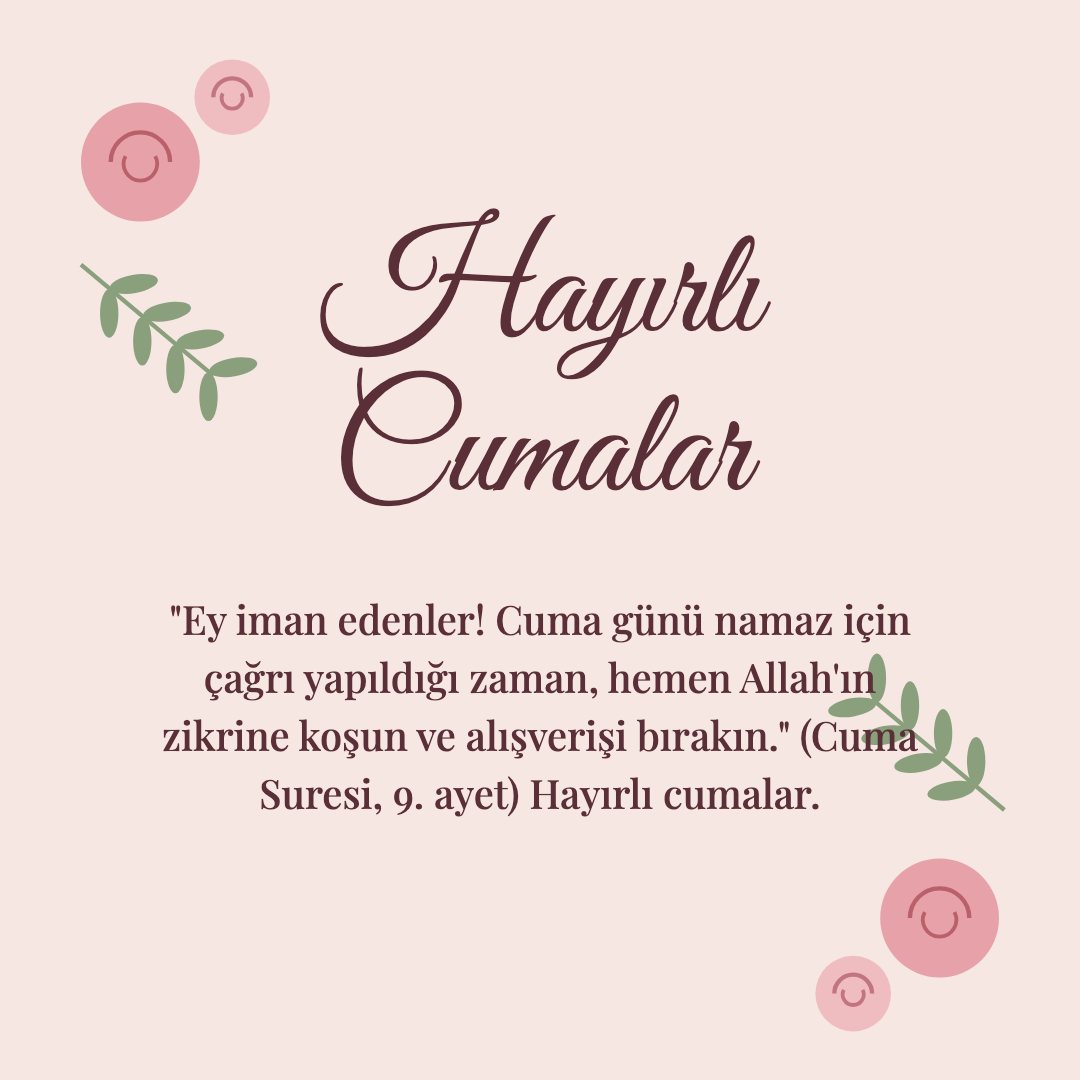 Hayırlı Cumalar resimli kart: "Ey iman edenler! Cuma günü namaz için çağrı yapıldığı zaman, hemen Allah'ın zikrine koşun ve alışverişi bırakın." (Cuma Suresi, 9. ayet) Hayırlı cumalar.