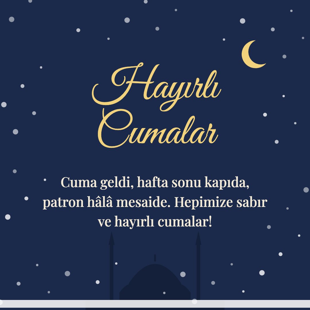 Hayırlı Cumalar resimli kart: Cuma geldi, hafta sonu kapıda, patron hâlâ mesaide. Hepimize sabır ve hayırlı cumalar!