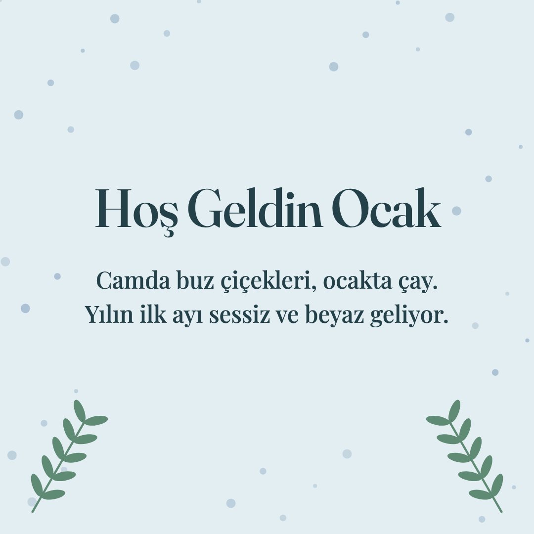 Hoş Geldin Ocak resimli kart: Camda buz çiçekleri, ocakta çay. Yılın ilk ayı sessiz ve beyaz geliyor.