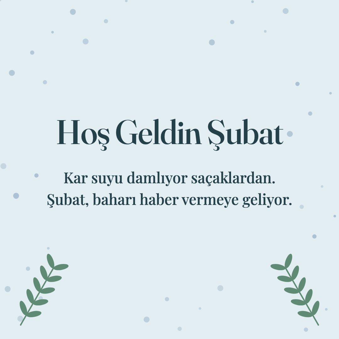 Hoş Geldin Şubat resimli kart: Kar suyu damlıyor saçaklardan. Şubat, baharı haber vermeye geliyor.