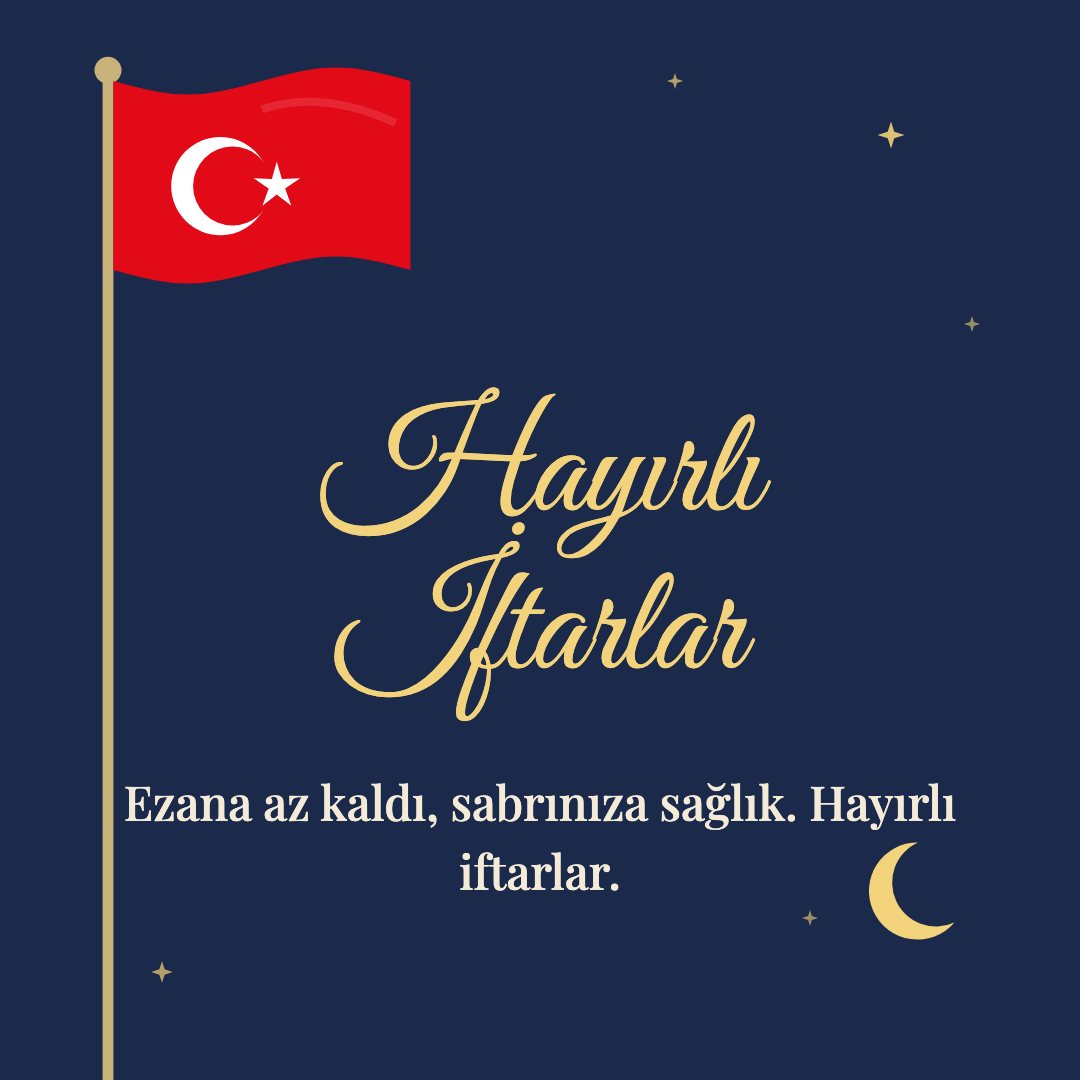 Hayırlı İftarlar resimli kart: Ezana az kaldı, sabrınıza sağlık. Hayırlı iftarlar.