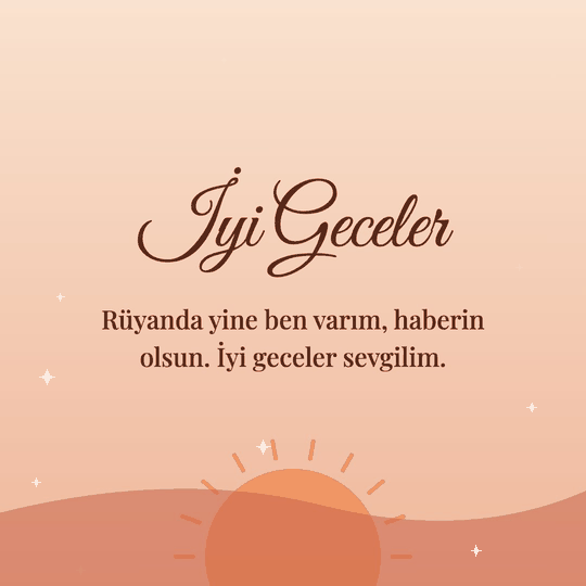 İyi Geceler hareketli (GIF) kart: Rüyanda yine ben varım, haberin olsun. İyi geceler sevgilim.