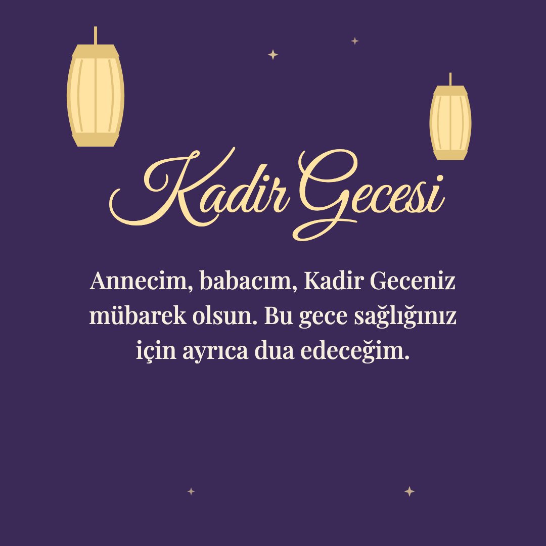 Kadir Gecesi resimli kart: Annecim, babacım, Kadir Geceniz mübarek olsun. Bu gece sağlığınız için ayrıca dua edeceğim.