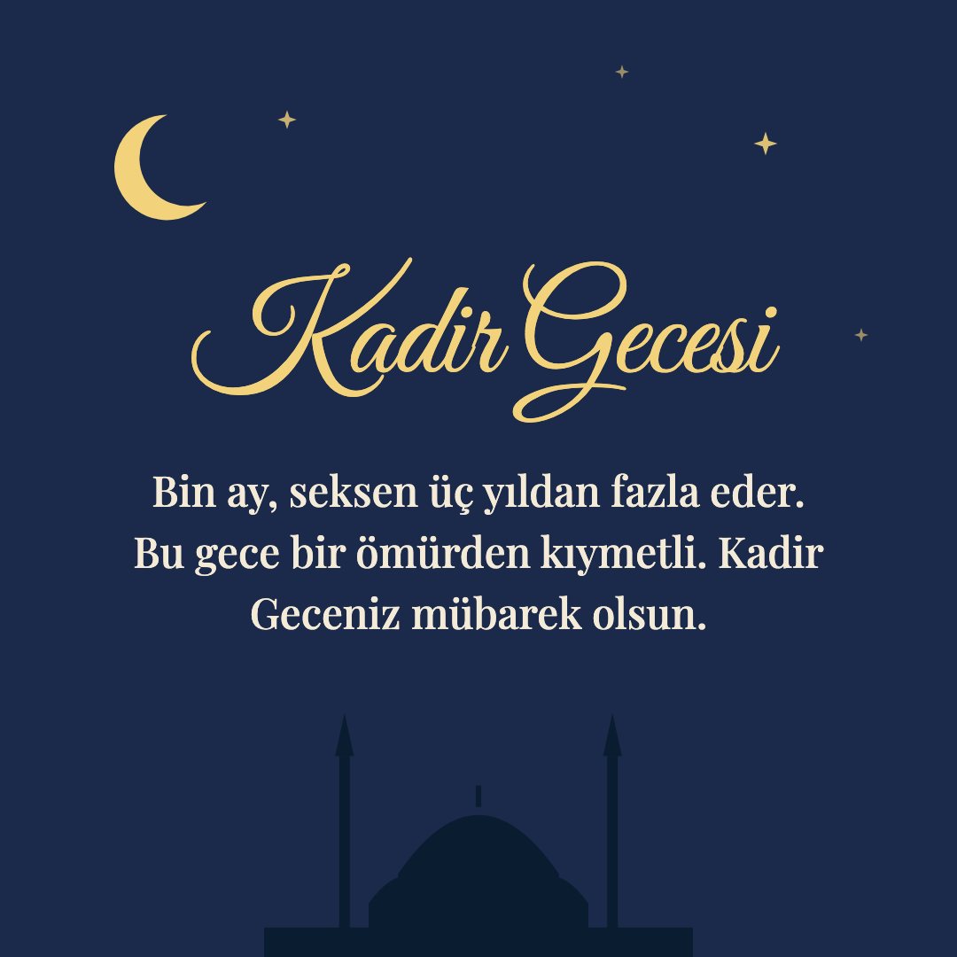 Kadir Gecesi resimli kart: Bin ay, seksen üç yıldan fazla eder. Bu gece bir ömürden kıymetli. Kadir Geceniz mübarek olsun.
