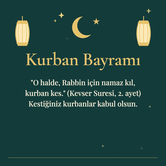 Kurban Bayramı hareketli (GIF) kart: "O halde, Rabbin için namaz kıl, kurban kes." (Kevser Suresi, 2. ayet) Kestiğiniz kurbanlar kabul olsun.
