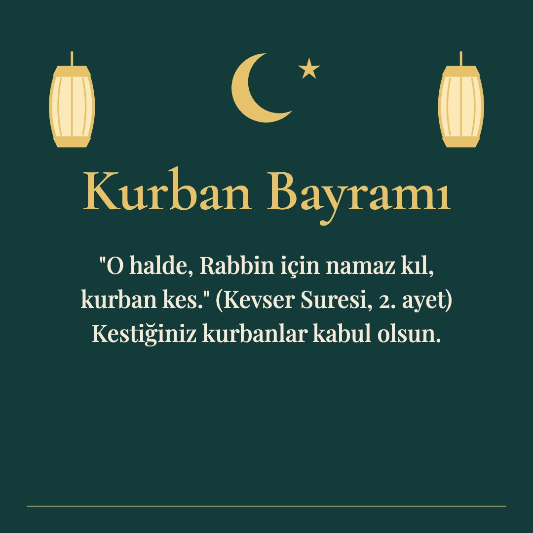 Kurban Bayramı resimli kart: "O halde, Rabbin için namaz kıl, kurban kes." (Kevser Suresi, 2. ayet) Kestiğiniz kurbanlar kabul olsun.