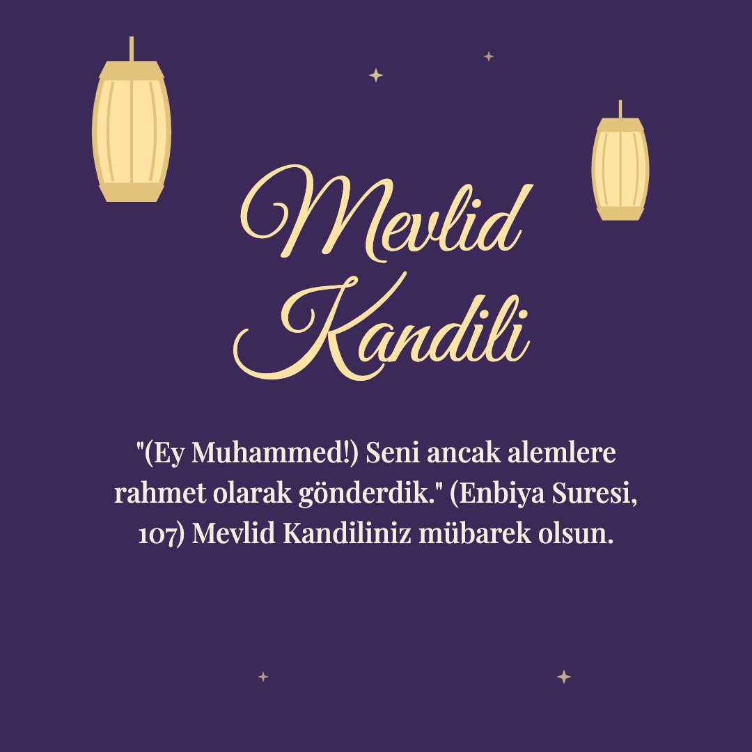 Mevlid Kandili resimli kart: "(Ey Muhammed!) Seni ancak alemlere rahmet olarak gönderdik." (Enbiya Suresi, 107) Mevlid Kandiliniz mübarek olsun.