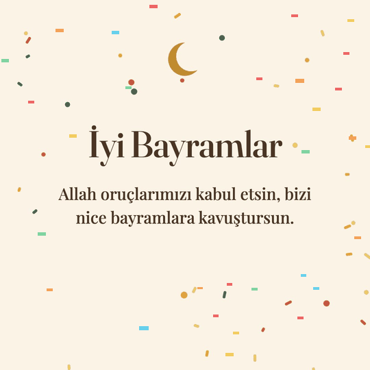 İyi Bayramlar hareketli (GIF) kart: Allah oruçlarımızı kabul etsin, bizi nice bayramlara kavuştursun.