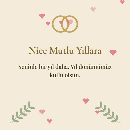 Nice Mutlu Yıllara hareketli (GIF) kart: Seninle bir yıl daha. Yıl dönümümüz kutlu olsun.