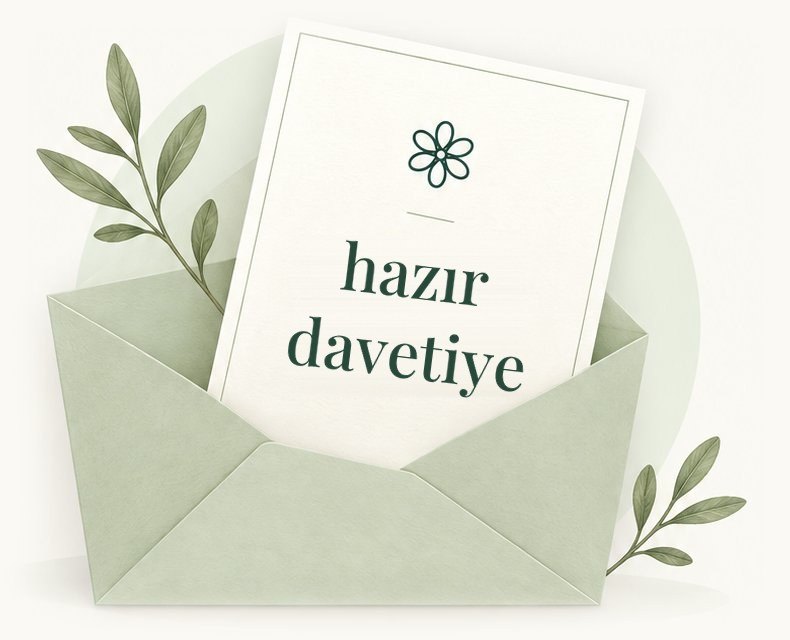 Yeşil zarftan çıkan davetiye kartı